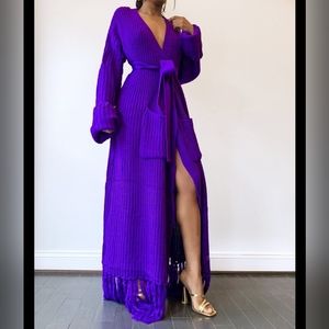 HANIFA KNIT CARDIGAN DRESS with POCKETS